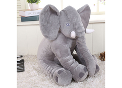 Eazy Kids Plush Elephant Shape Pillow, Big, Grey