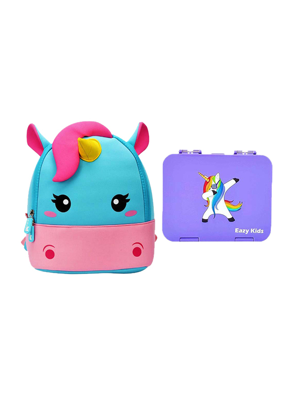 

Nohoo Bento Unicorn Baby Backpack Bag, with Lunch Box, Purple