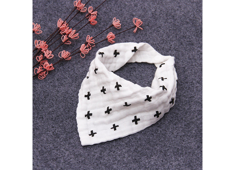 Eazy Kids 3-pieces Muslin Bandana Bibs, Black/White