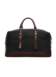 Sam Box Weekender Leather Duffle Bag, Black