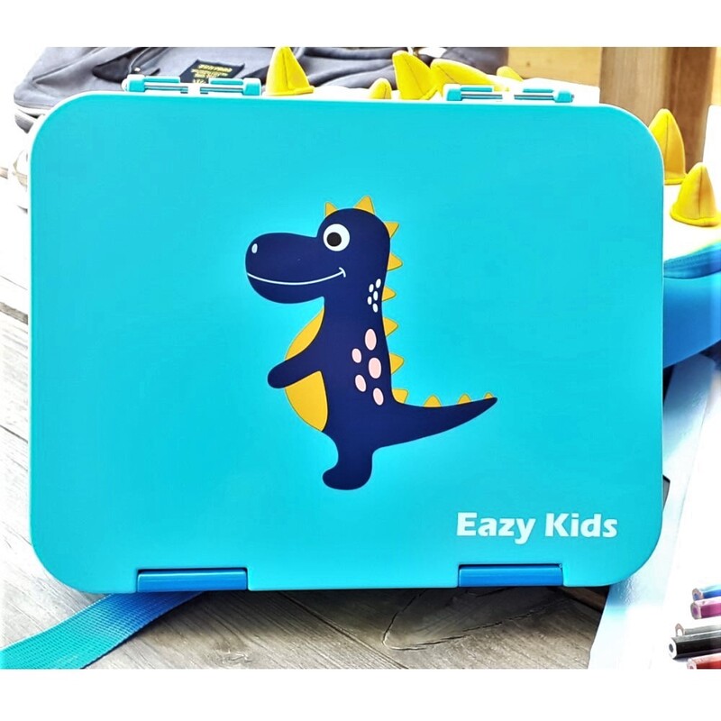 Nohoo Tote Bag and Lunch Box School Set, Dinosaur Bento, Blue