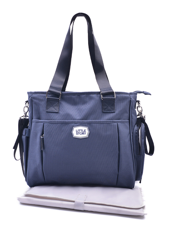 

Little Story Mamma Nappy Bag with Changing Pad and Hook Set, Blue