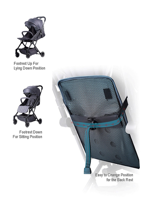 Teknum Travel Lite Stroller, SLD with Sunveno 2-in-1 Diaper Pink Bags and Sunveno Rotating Stroller Hook, Dark Grey