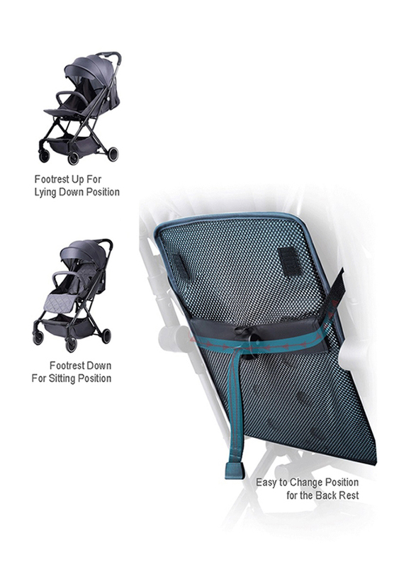 Teknum Travel Lite Stroller, SLD with Sunveno Baby Stroller Organizer/Bag, Dark Grey