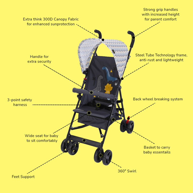 Little Story Playard with Stroller and Diaper Bag Set, Grey