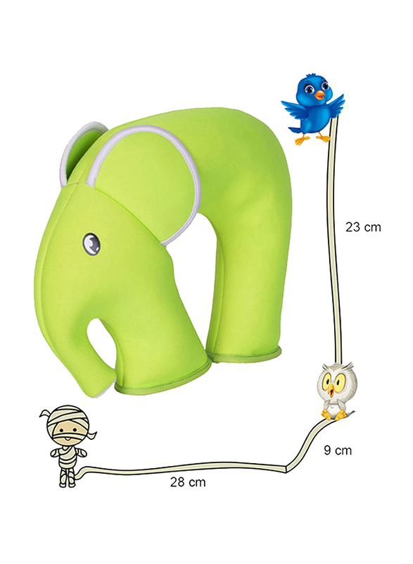 Nohoo Jungle Travel Kids Pillow, Elephant, Green