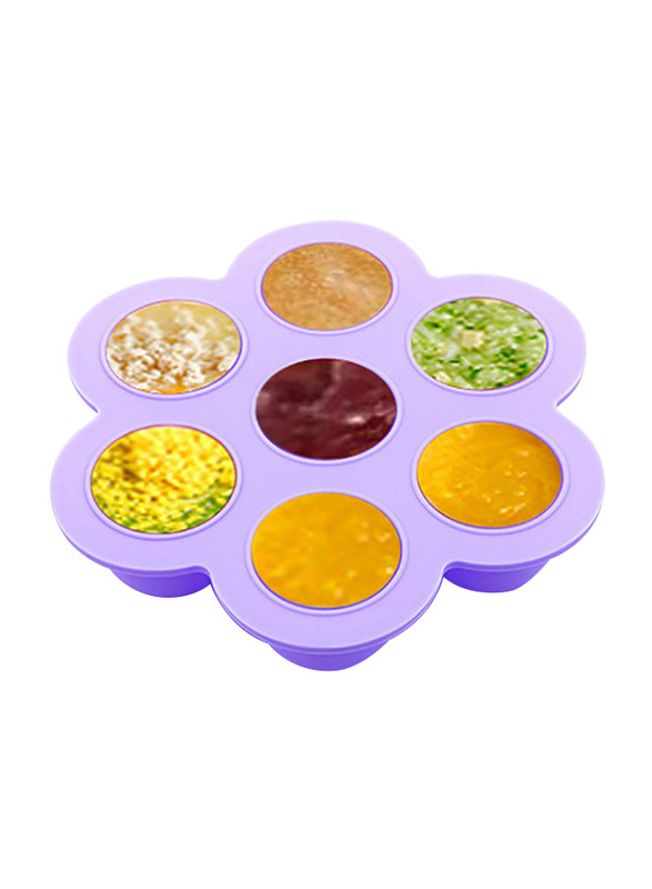 Eazy Kids Baby Food Silicone 7 Compartments Freezer Tray, Purple