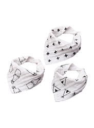 Eazy Kids 3-pieces Muslin Bandana Bibs, Black/White