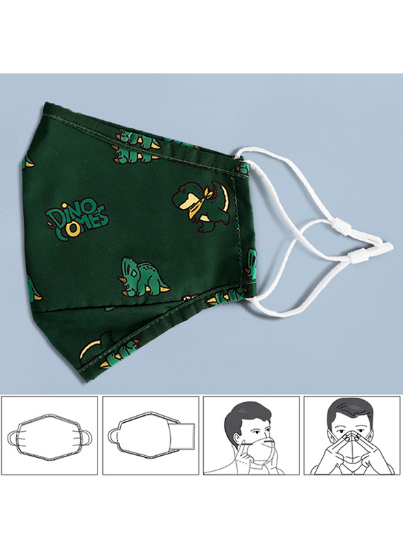 Nohoo Dinosaur Kids Reusable Face Mask, Green, One Size