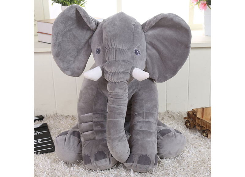 Eazy Kids Plush Elephant Shape Pillow, Medium, Grey