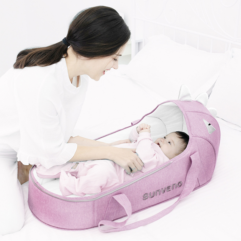 Sunveno Foldable Travel Baby Carry Cot, Pink