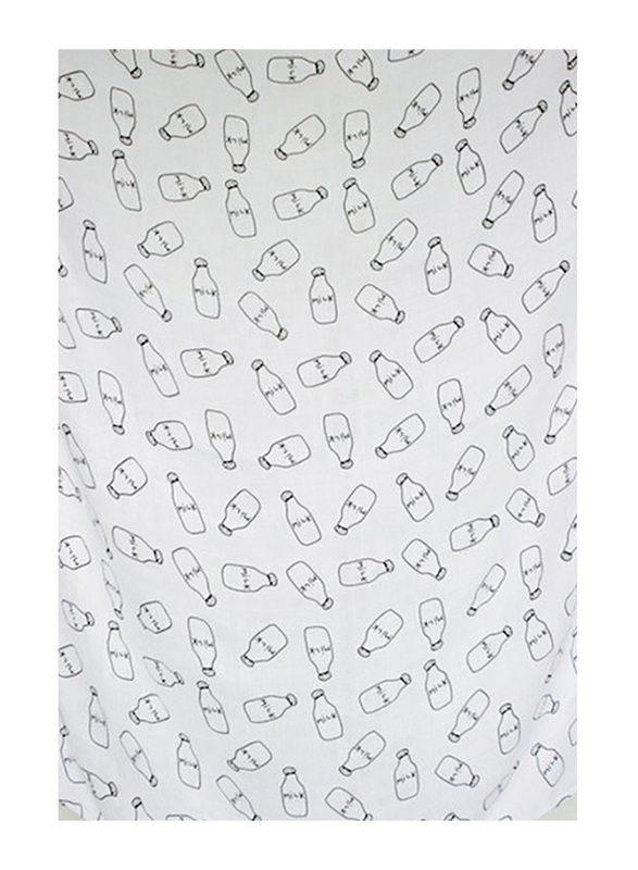 Eazy 2-Pieces Kids Cotton Muslin Swaddle and Bib Set, Newborn, Milk Bottle, XL, White