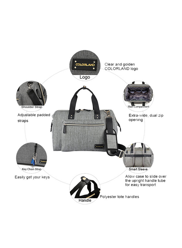 Little Story Zera Mom Dad Diaper Bag, Grey