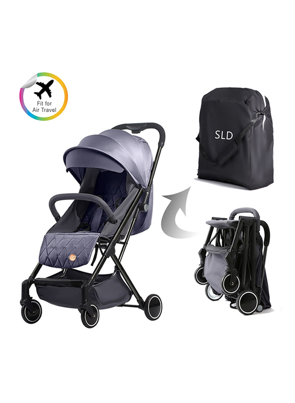 Teknum Travel Lite Stroller, SLD with Sunveno 2-in-1 Diaper Pink Bags and Sunveno Rotating Stroller Hook, Dark Grey