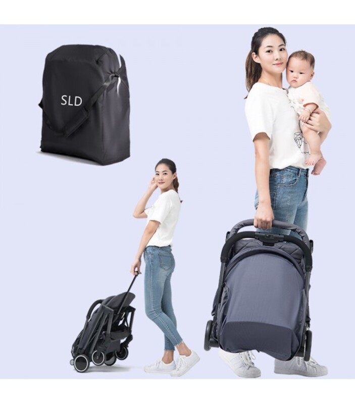 Teknum Travel Lite Baby Stroller, with 2-in-1 Sunveno Diaper Bag and Hooks, Dark Grey