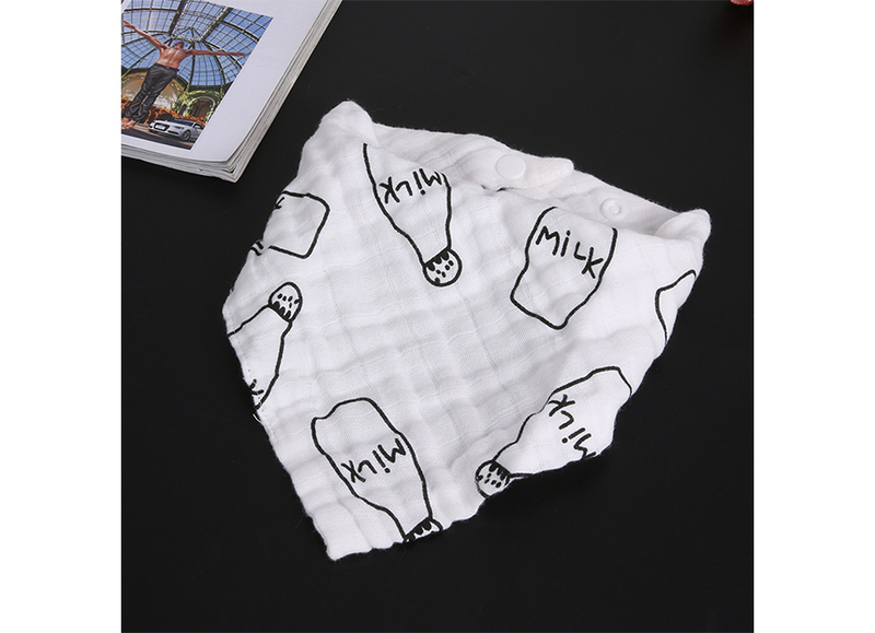 Eazy Kids 3-pieces Muslin Bandana Bibs, Black/White