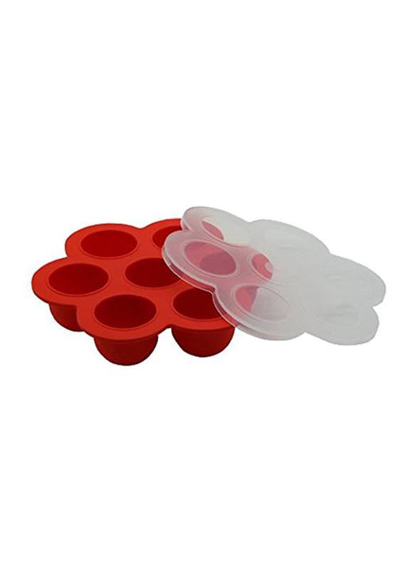 Eazy Kids Baby Food Silicone 7 Compartments Freezer Tray, Red