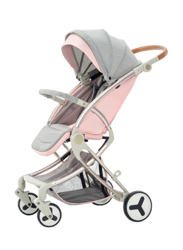 Teknum A1 Stroller with Sunveno Grey Diaper Bag, Pink