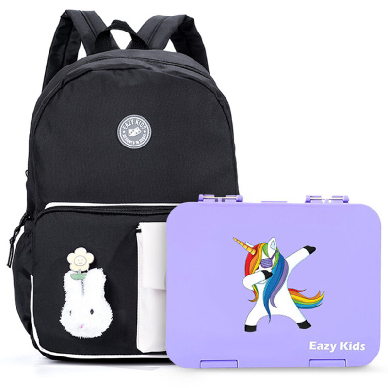 

Eazy Kids Vogue School Bag wt Bento Lunch Box - Black