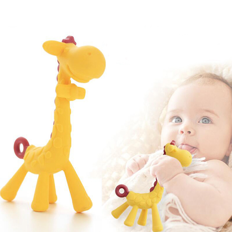 Eazy Kids Giraffe Silicone Teether, Yellow