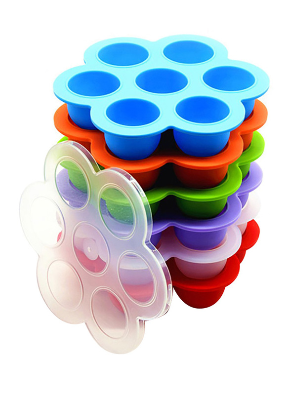 Eazy Kids Baby Food Silicone 7 Compartments Freezer Tray, Red