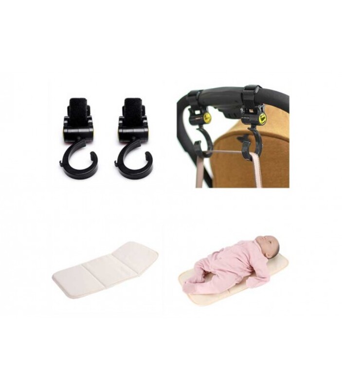 Sunveno Rotating Stroller Hook and Diaper Changing Pad, Black/White