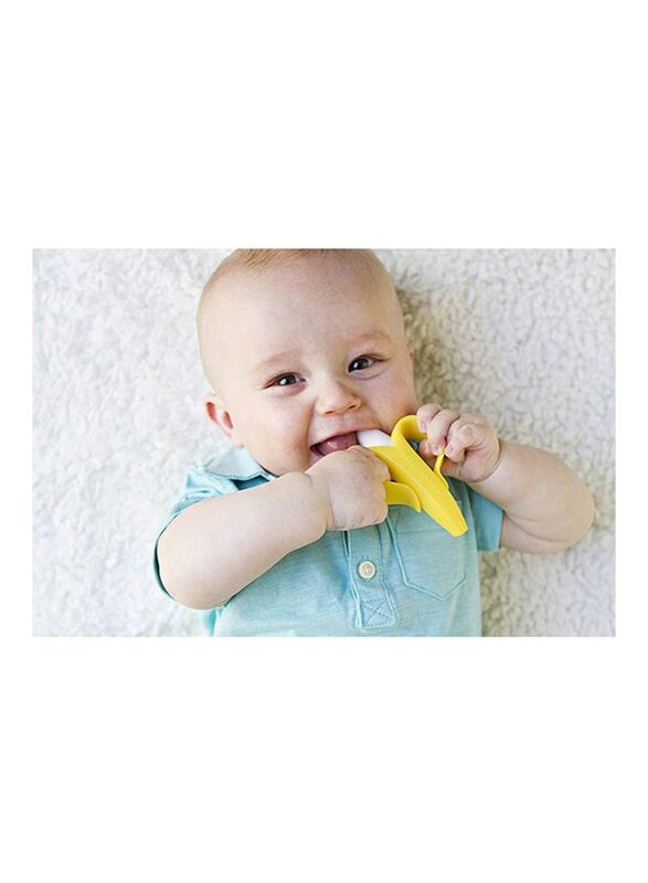 Eazy Kids Baby Banana Teether and Toothbrush for Infant, Yellow