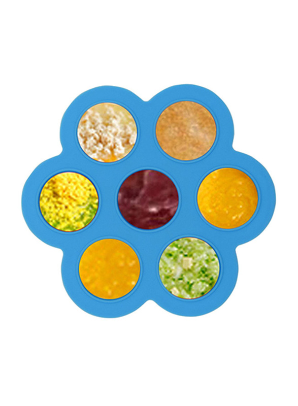 Eazy Kids Baby Food Silicone 7 Compartments Freezer Tray, Blue