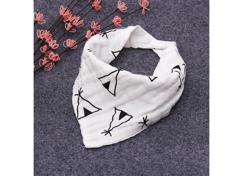 Eazy Kids 3-pieces Muslin Bandana Bibs, Black/White