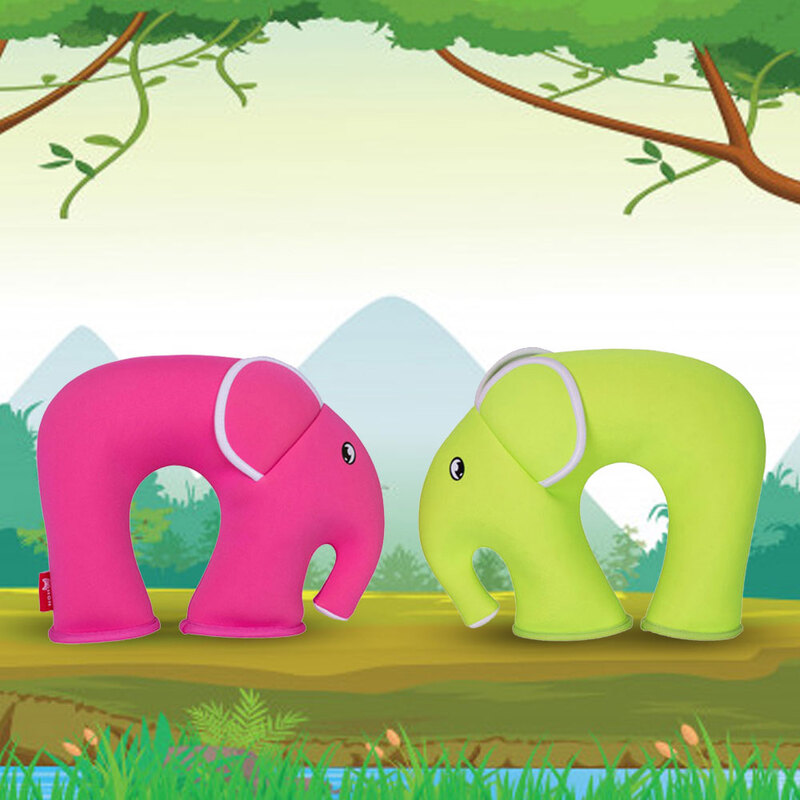 Nohoo Jungle Travel Kids Pillow, Elephant, Pink
