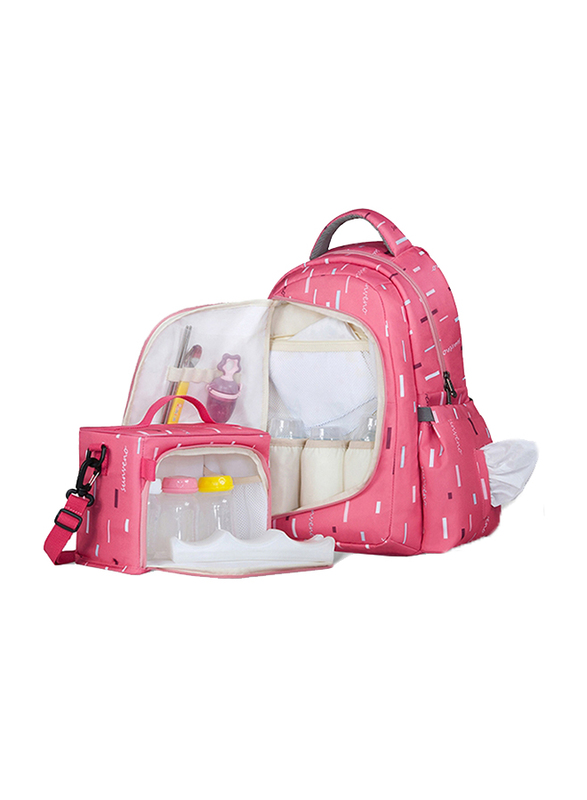 Sunveno 2-in-1 Diaper Backpack Bags, Pink