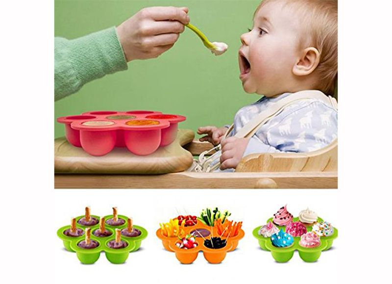 Eazy Kids Baby Food Silicone 7 Compartments Freezer Tray, Red