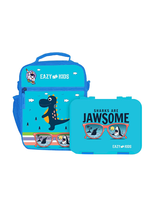 

Eazy Kids Shark Are Jawsome Bento 4 & 6-Compartment Insulated Lunch Bag with Lunch Box, Blue