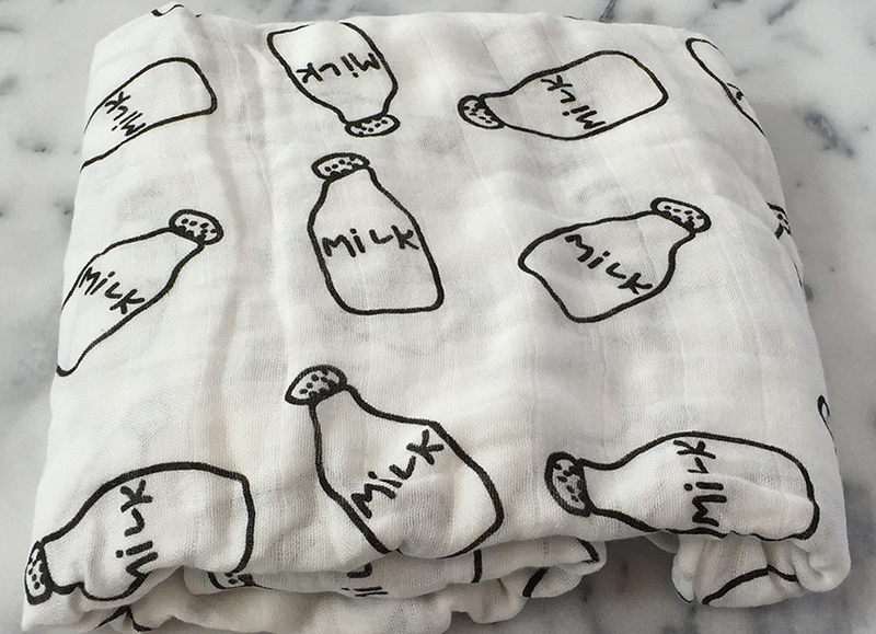 Eazy 2-Pieces Kids Cotton Muslin Swaddle and Bib Set, Newborn, Milk Bottle, XL, White
