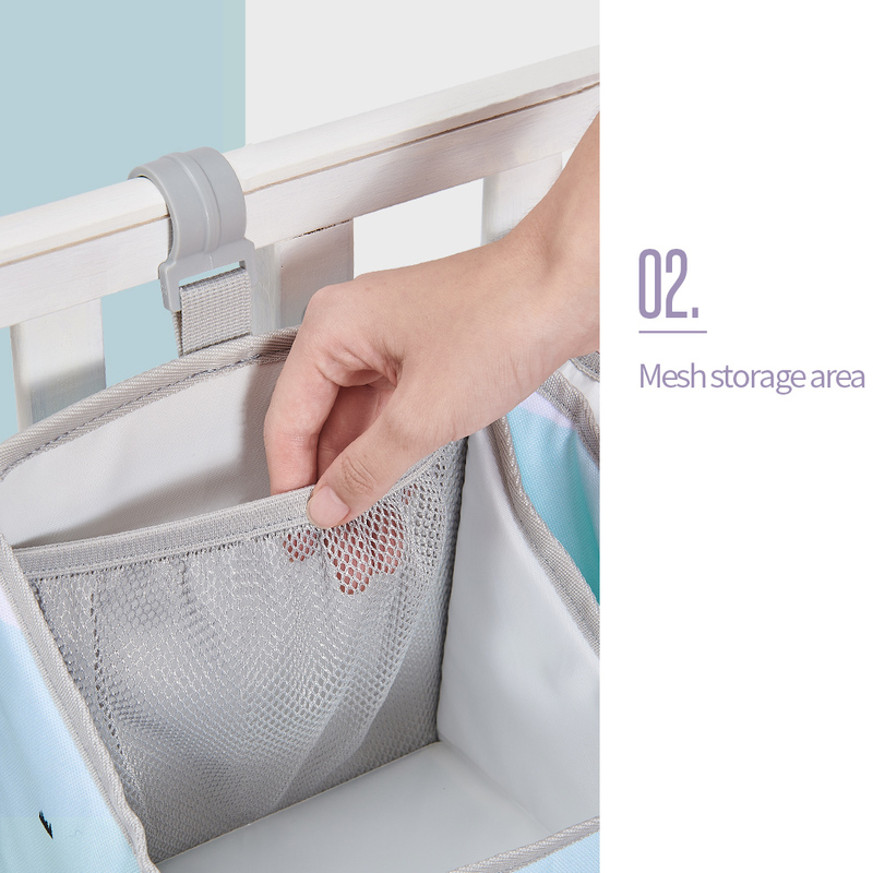 Sunveno Baby Bedside Portable Crib Organizer, Blue