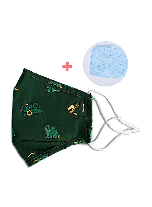 Nohoo Dinosaur Kids Reusable Face Mask, Green, One Size