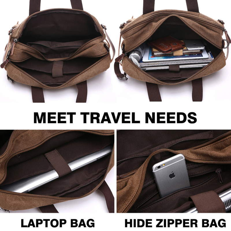 Sambox Convertible Travel Laptop Backpack Bag, Khaki