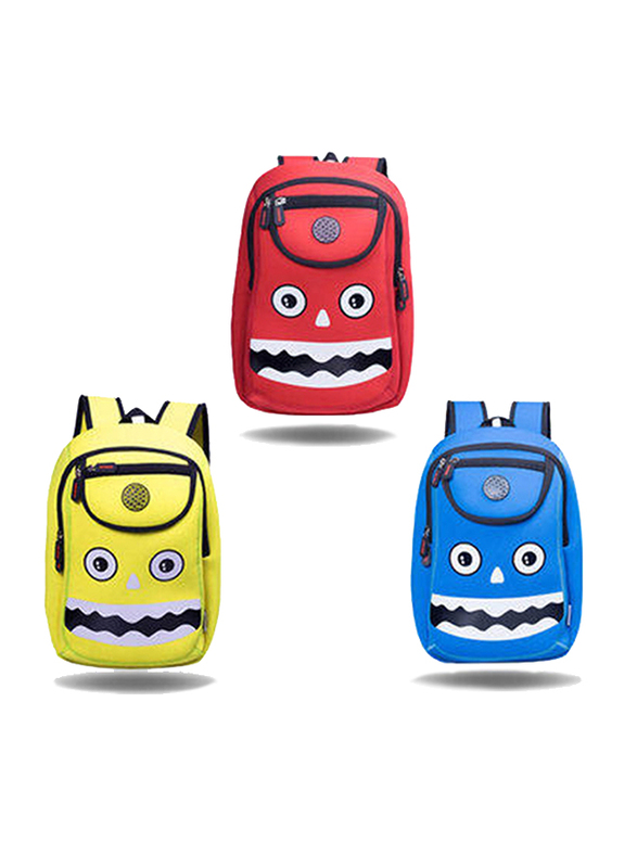 Nohoo WoW School Bag for Kids, Monster, Blue