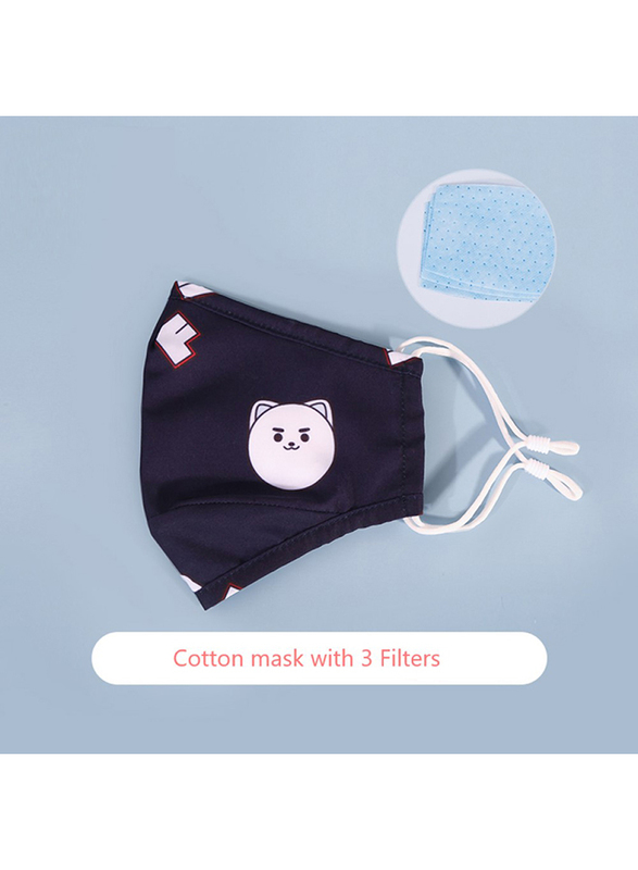 Nohoo Panda Kids Reusable Face Mask, Blue, One Size