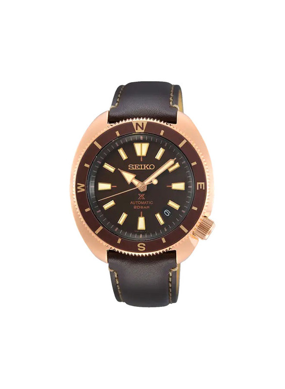Seiko Prospex Analog Watch for Men with Leather Genuine Band, Water Resistant, SRPG18K1, Brown