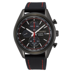 Seiko Solar Black Dial Black Silicone Men's Watch SSC777P1.