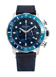 Romanson Analog Watch for Men with Leather Band, Water Resistant and Chronograph, AL9A11HMUWA42W, Blue