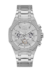 Guess Analog Watch for Men with Stainless Steel Band, Water Resistant & Chronograph, GW0419G1, Silver