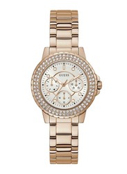 Guess Analog Watch for Women with Stainless Steel Band, Water Resistant & Chronograph, GW0410L3, Gold-White