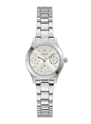 Guess Analog Watch for Women with Stainless Steel Band, Water Resistant & Chronograph, GW0413L1, Silver-White