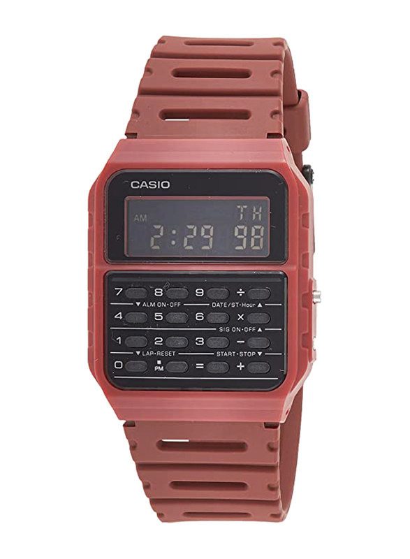 

Casio Vintage Digital Watch Unisex with Plastic Band, Water Resistant, CA-53WF-4BDF, Red-Black
