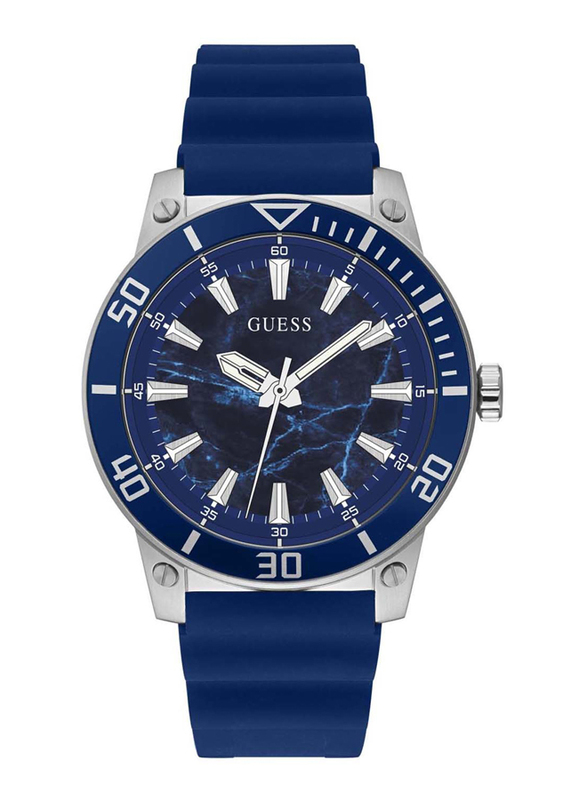 

Guess Analog Watch for Men with Silicone Band, Water Resistant, GW0420G1, Blue