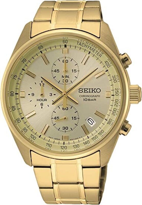 

Seiko Men's Analogue Japanese Quartz Watch with Stainless Steel Strap SSB382P1, Beige