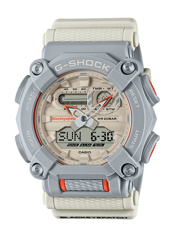 

Casio G-Shock Analog Watch for Men with Resin Band, Water Resistant & Chronograph, GA-900BEP-8ADR, Grey- Beige