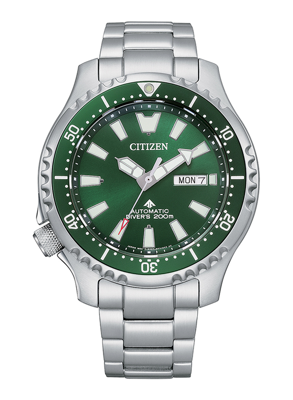 

Citizen Promaster Marine Analog Watch for Men with Stainless Steel Band, Water Resistant, NY0131-81X, Silver-Green